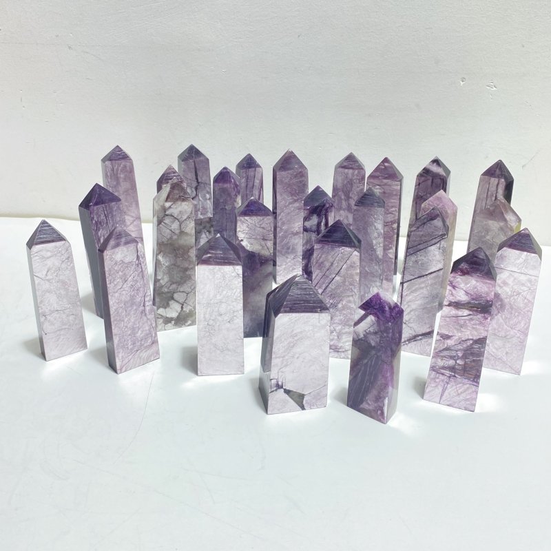 26 Pieces Purple Lepidolite Tower Points - Wholesale Crystals