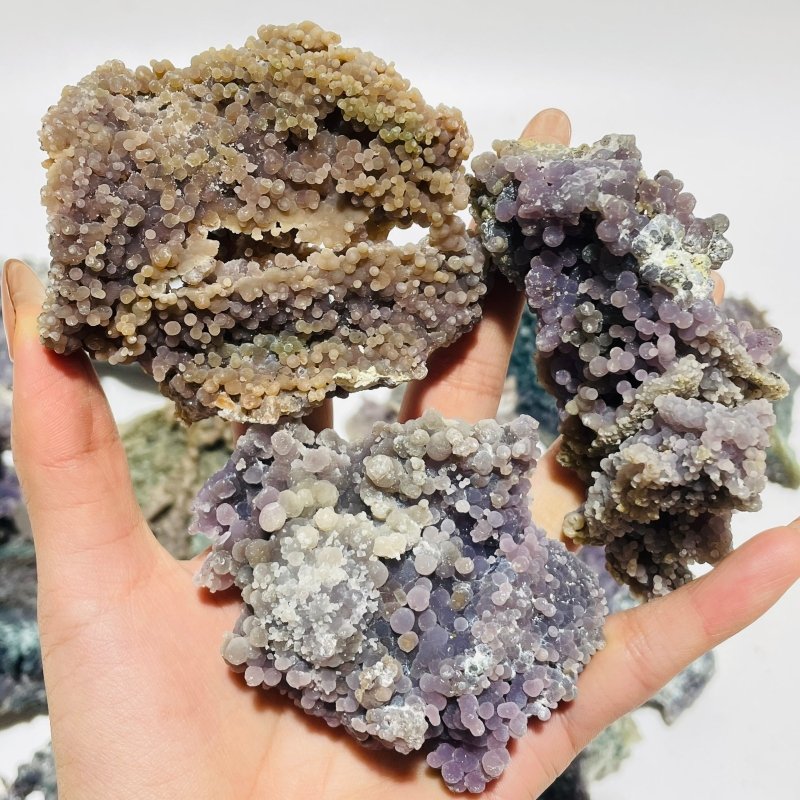 28 Pieces Beautiful Raw Purple Grape Agate Stone Prehnite Stone - Wholesale Crystals