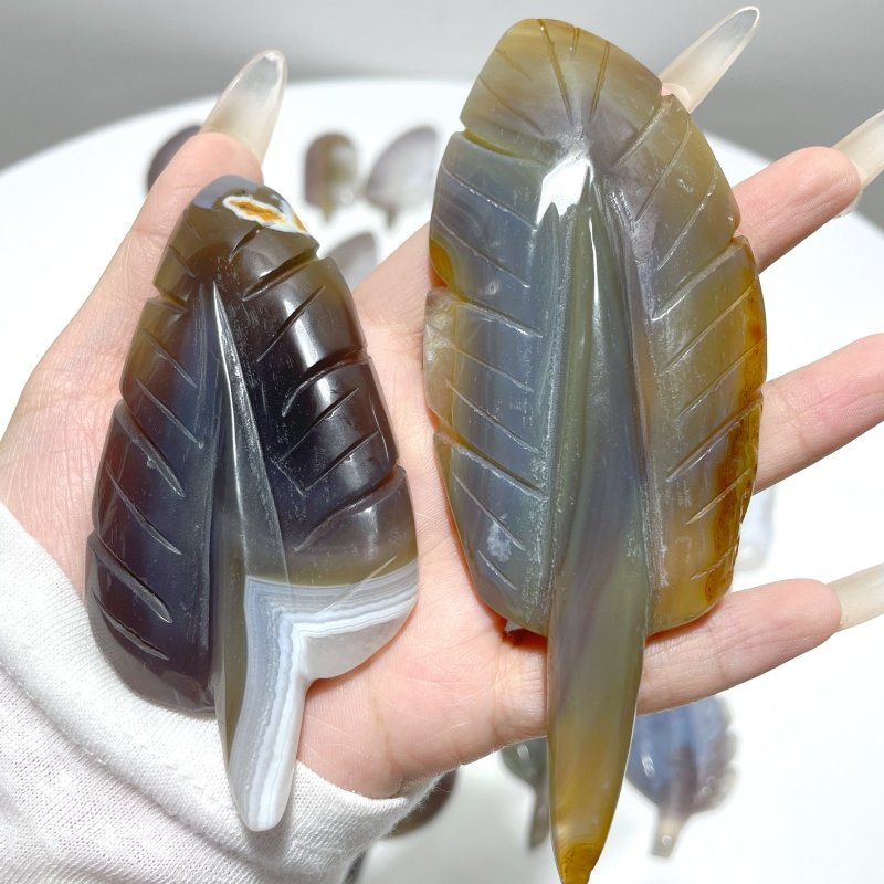 29 Pieces Beautiful Agate Feather Carving - Wholesale Crystals