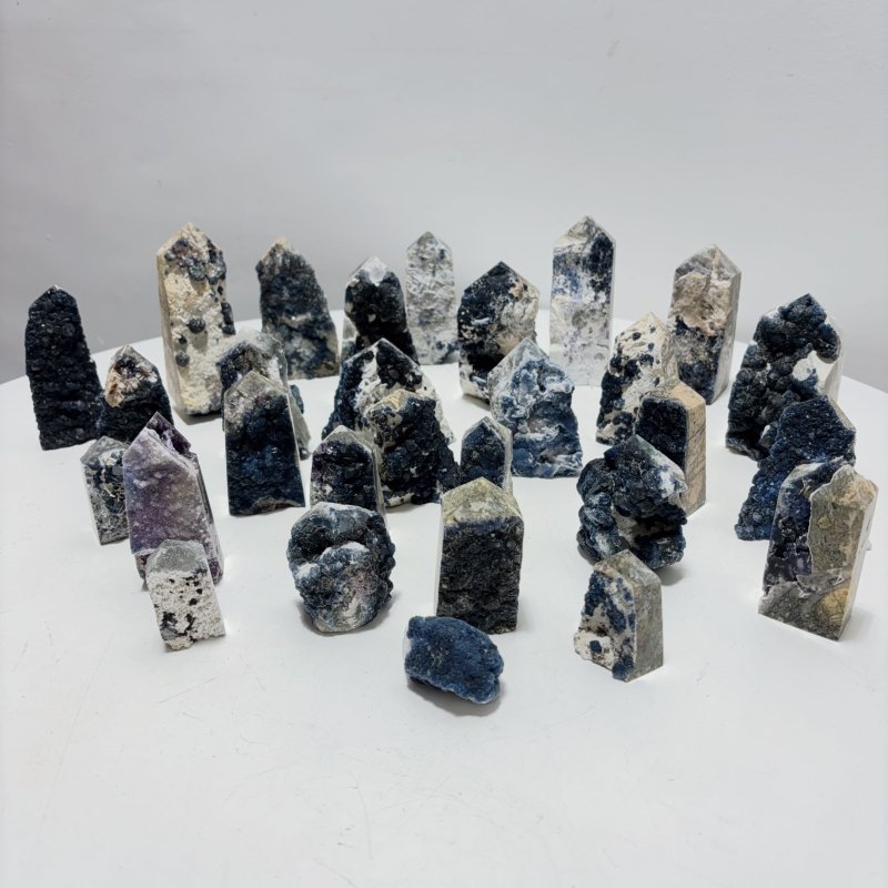 29 Pieces Beautiful Blue Fluorite Raw Tower Specimen Stone - Wholesale Crystals