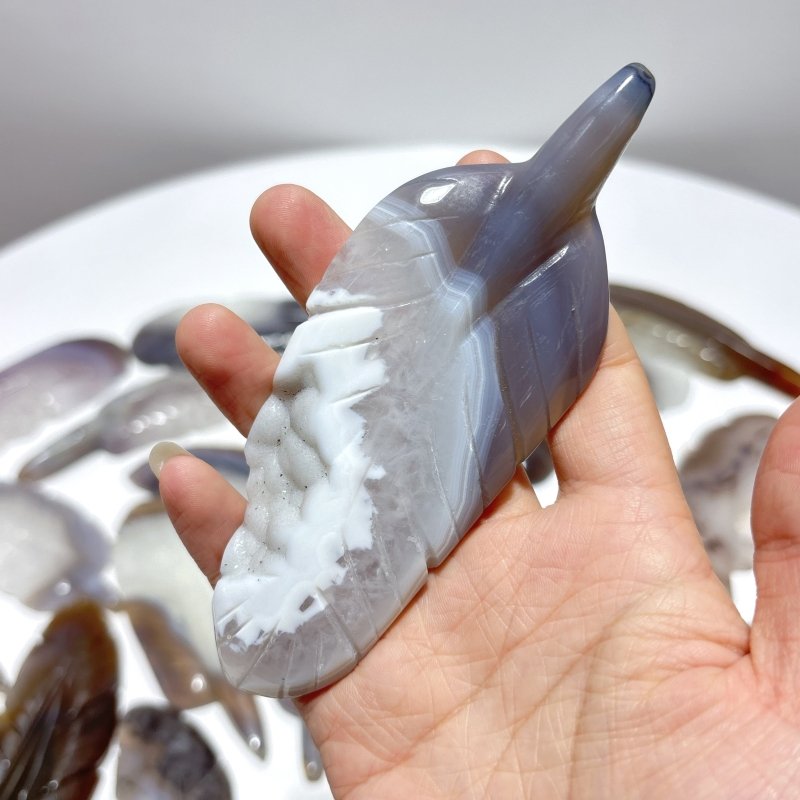 29 Pieces Geode Agate Feather Carving - Wholesale Crystals