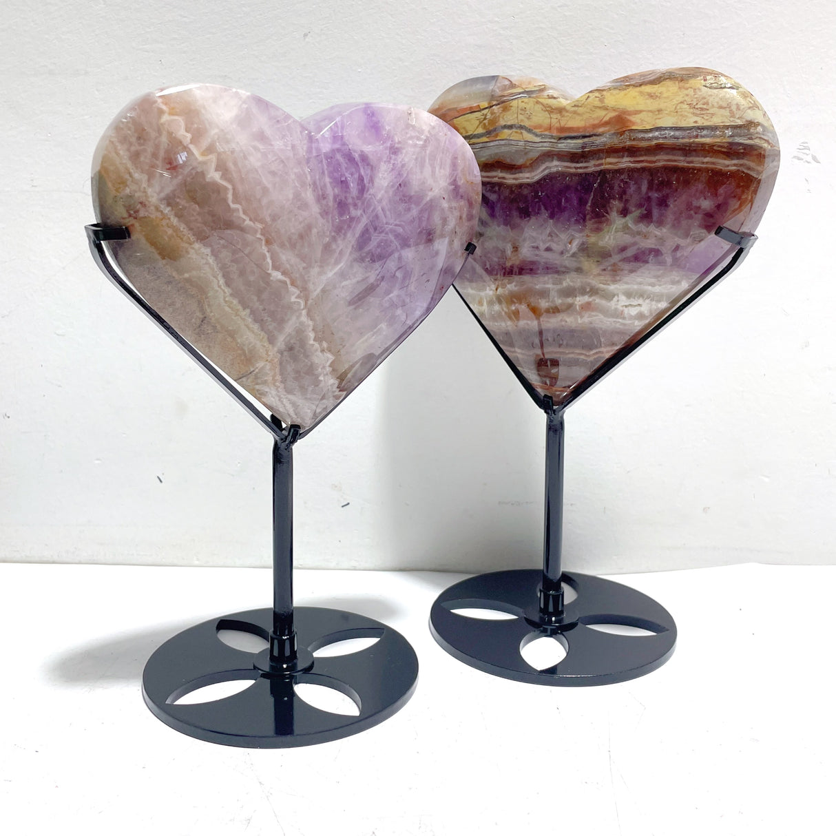 9 Pieces Amethyst Mixed Agate Heart With Stand