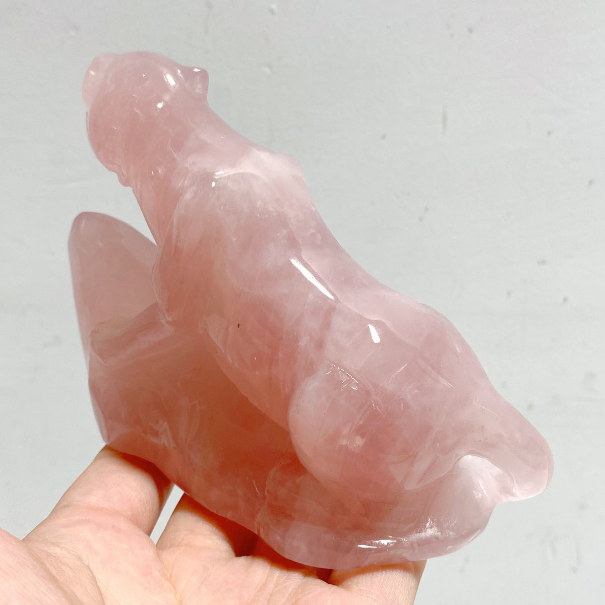 3 Pieces Beautiful Rose Quartz Leopard Carving