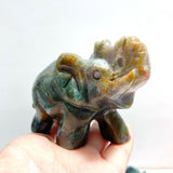 11 Pieces Moss Agate Elephant Carving