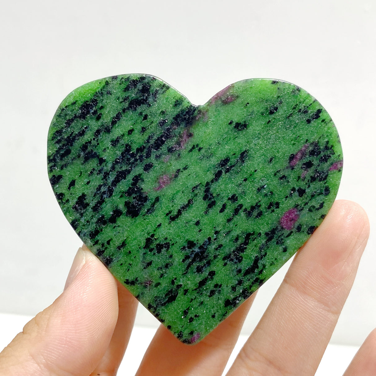 Ruby Zoisite Heart Wing Carving With Stand