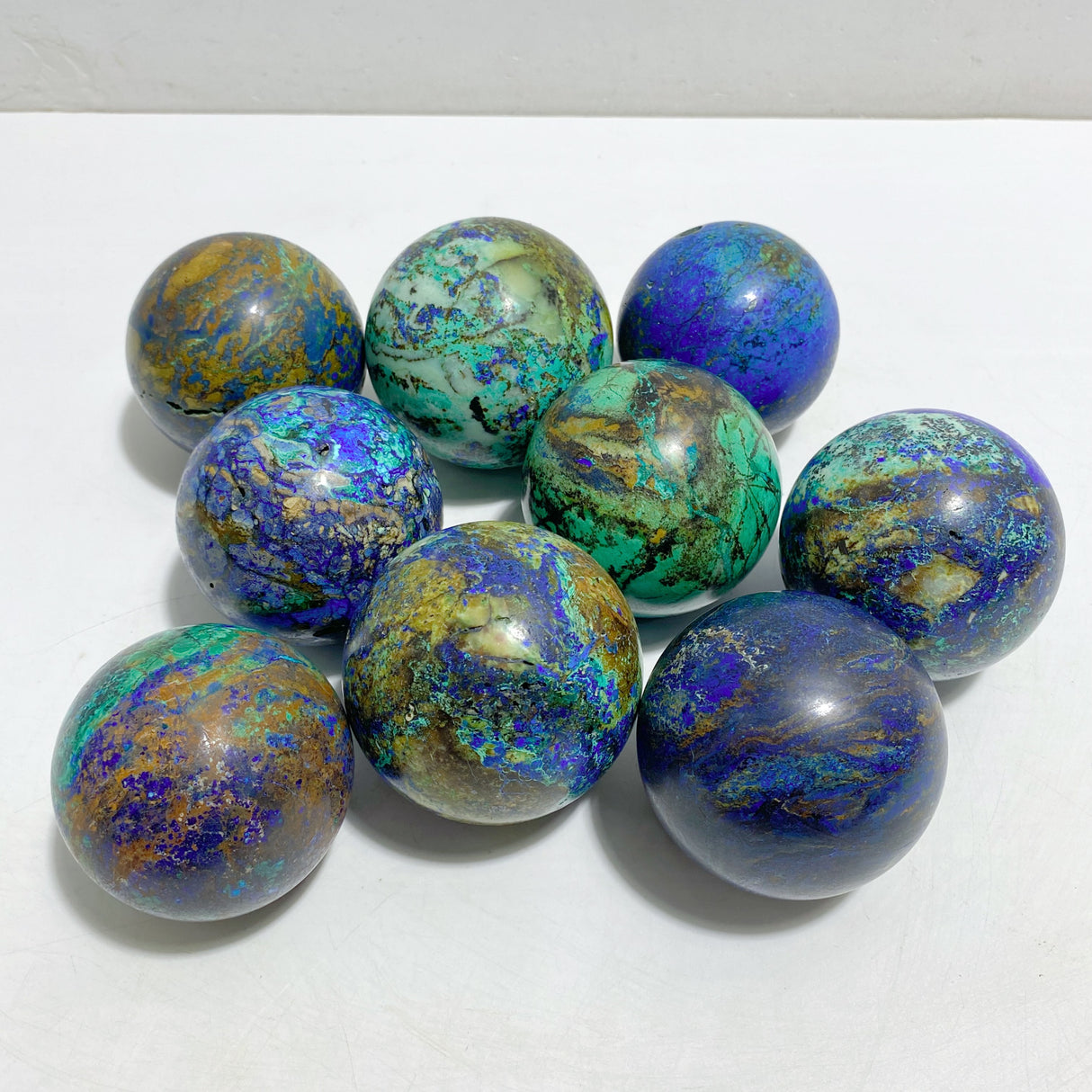 9 Pieces Azurite Mixed Malachite Spheres #1