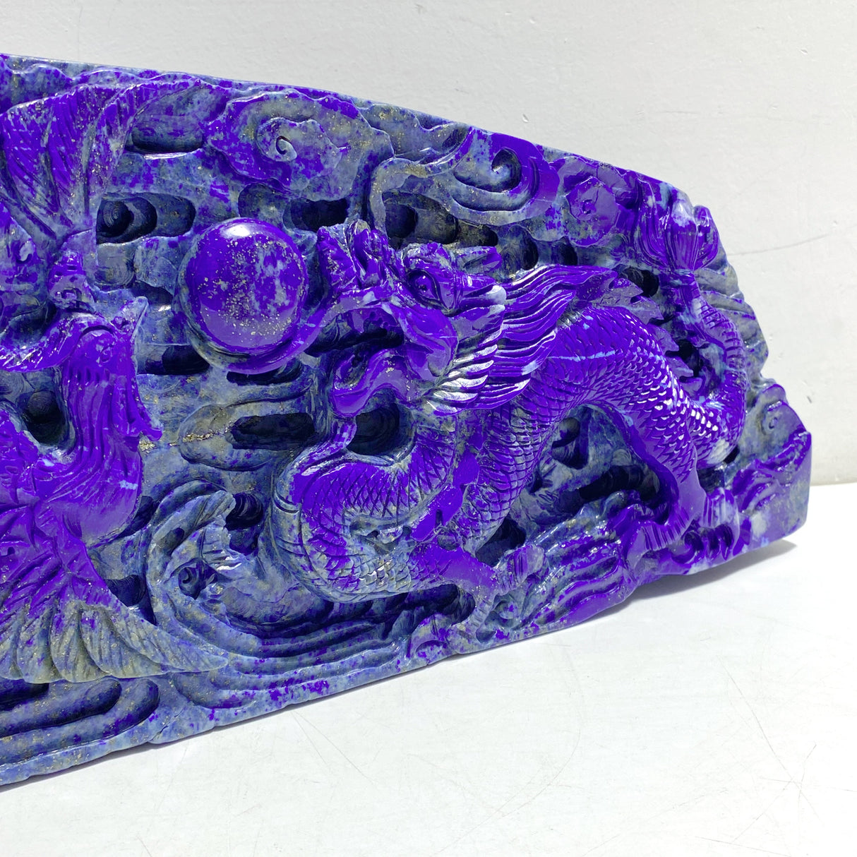 Unique Lapis Lazuli Chinese Dragon&Phoenix Carving