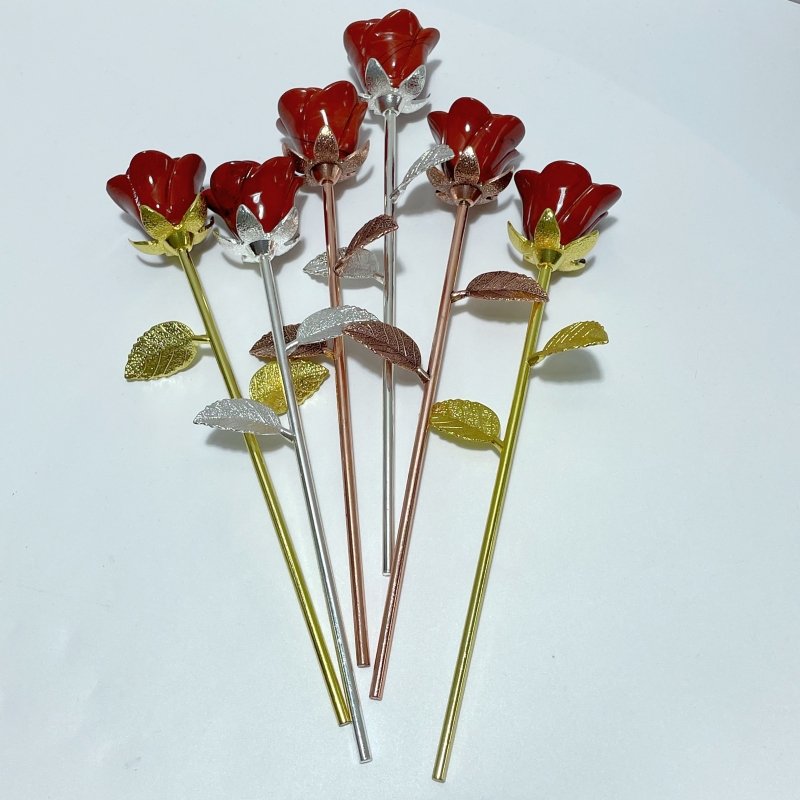 3 Color Beautiful Red Jasper Rose Flower Carving Wholesale #2 Shape - Wholesale Crystals