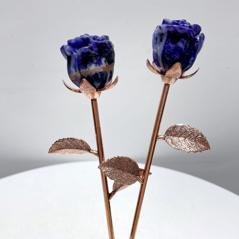 3 Color Beautiful Sodalite Rose Flower Carving Wholesale #1 Shape - Wholesale Crystals