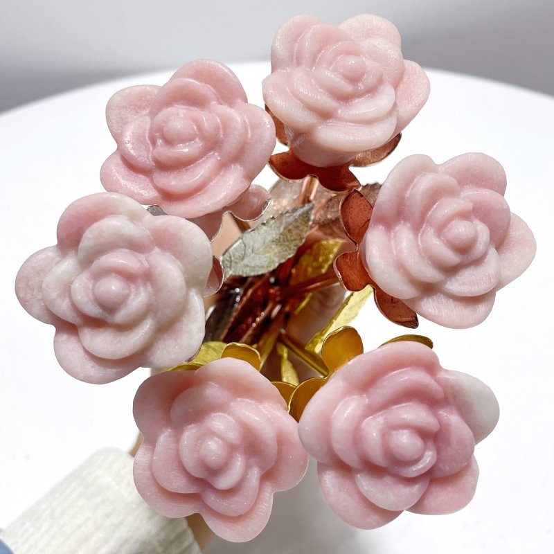 3 Color Pink Opal Rose Flower Carving Wholesale #2 Shape - Wholesale Crystals