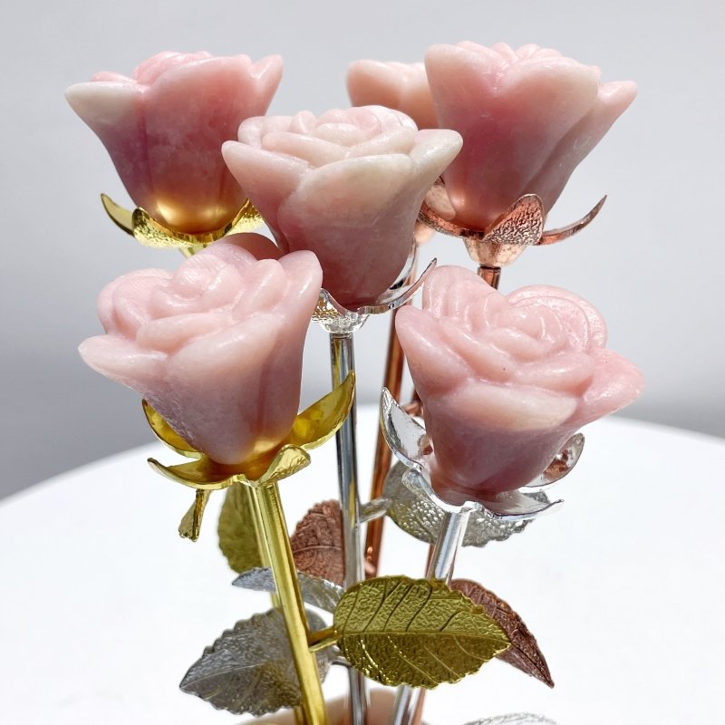 3 Color Pink Opal Rose Flower Carving Wholesale #2 Shape - Wholesale Crystals