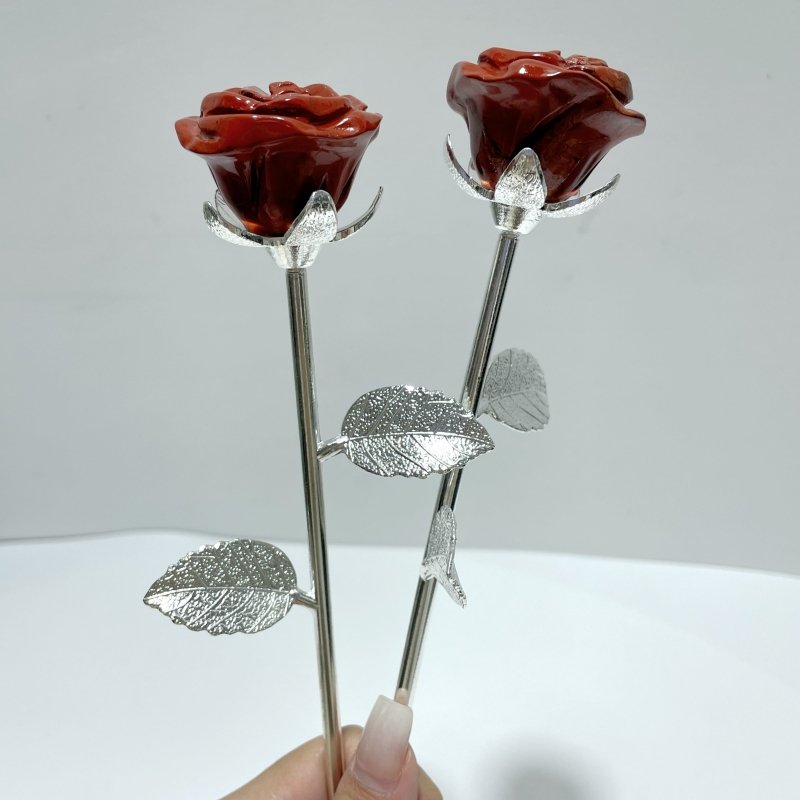 3 Color Red Jasper Rose Flower Carving Wholesale #1 Shape - Wholesale Crystals