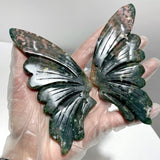 3 Pairs 8th Vein Ocean Jasper Butterfly Wing Carving With Stand #1 - Wholesale Crystals