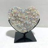 3 Pieces Aura Quartz Cluster Heart With Stand 11 - Wholesale Crystals