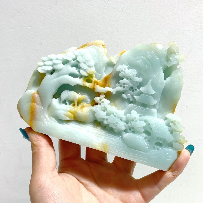 3 Pieces Beautiful Caribbean Calcite Landscape Pavilion Carving 6 - Wholesale Crystals