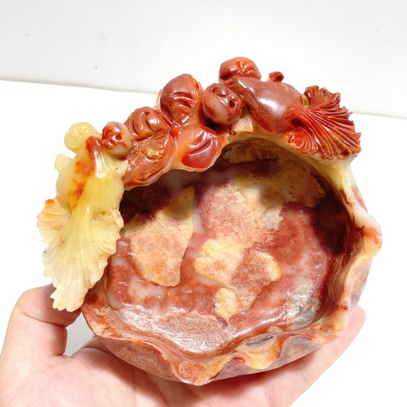 3 Pieces Beautiful Colorful Jasper Bowl Hand Carving Home Decor - Wholesale Crystals