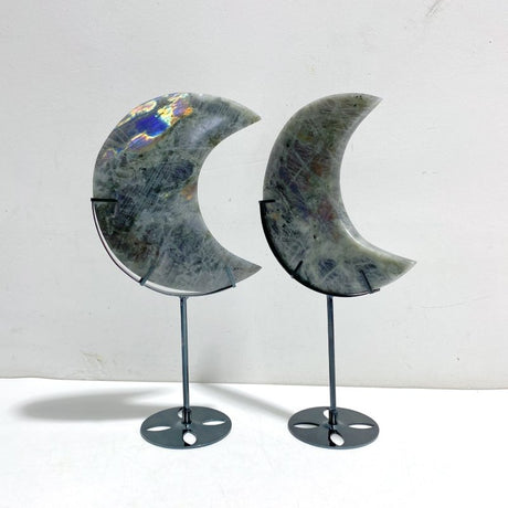 3 Pieces Beautiful Labradorite Moon Carving With Stand - Wholesale Crystals