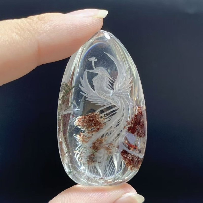 3 Pieces Beautiful Phoenix Garden Quartz Inner Scene Carving -Wholesale Crystals