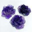 3 Pieces Beautiful Purple Fluorite Flower Carving 5 - Wholesale Crystals