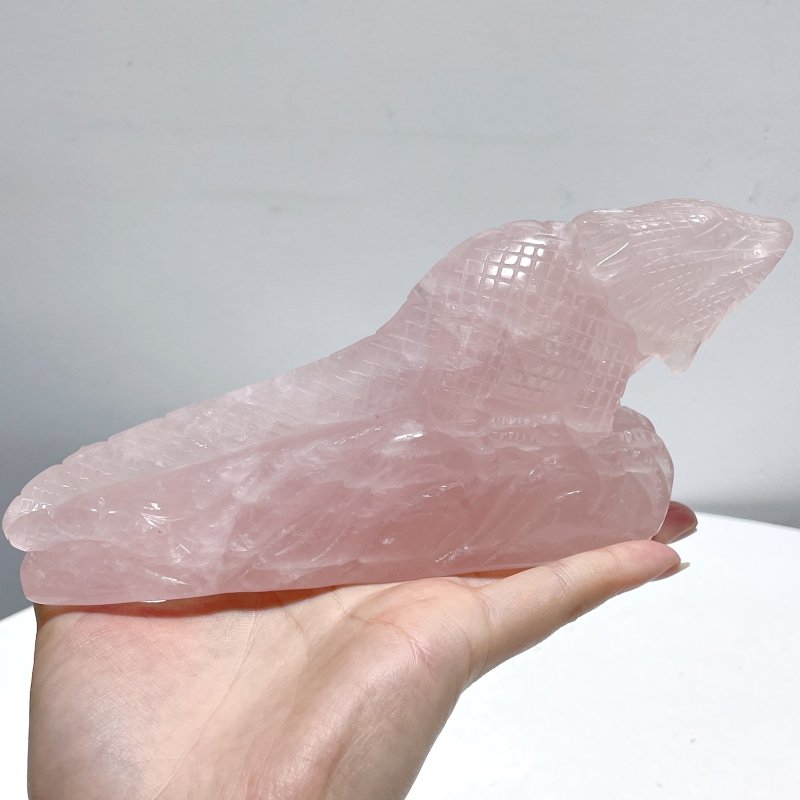 3 Pieces Beautiful Rose Quartz Lizard Carving - Wholesale Crystals