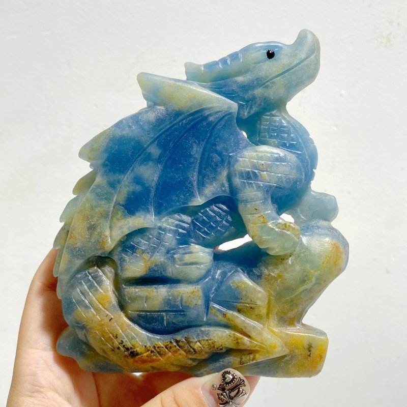 3 Pieces Blue Onyx Flying Dragon Castle Carving -Wholesale Crystals