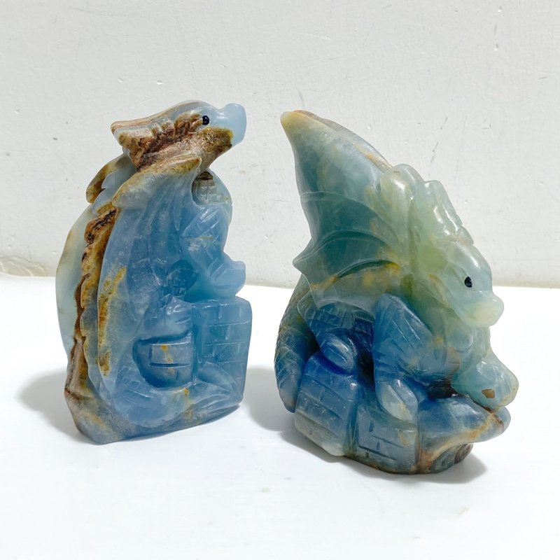 3 Pieces Blue Onyx Flying Dragon Castle Carving(Defect) -Wholesale Crystals