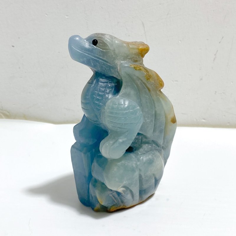3 Pieces Blue Onyx Flying Dragon Castle Carving(Defect) -Wholesale Crystals