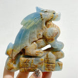3 Pieces Blue Onyx Flying Dragon Castle Carving(Defect) -Wholesale Crystals