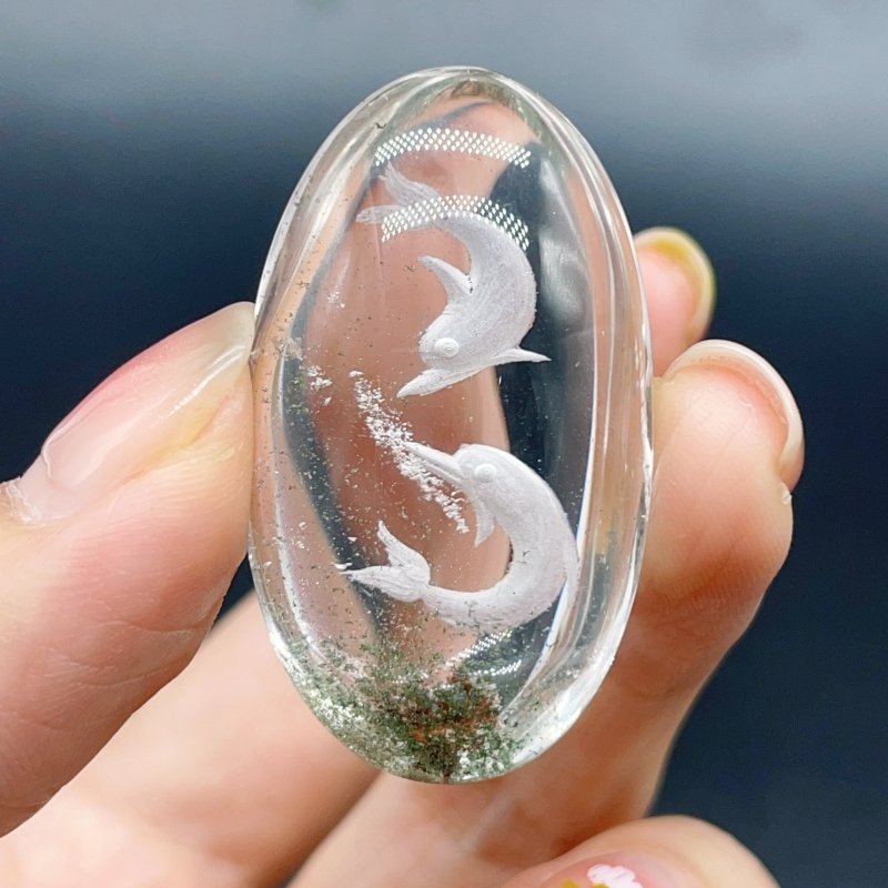 3 Pieces Dolphin Garden Quartz Inner Scene Crystal Carving -Wholesale Crystals