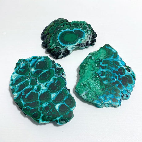 3 Pieces High Quality Beautiful Chrysocolla Mixed Malachite Slab Specimen 9 - Wholesale Crystals