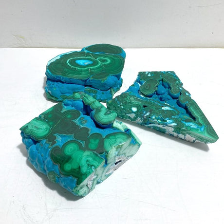 3 Pieces High Quality Chrysocolla Mixed Malachite Slab Specimen 11 - Wholesale Crystals