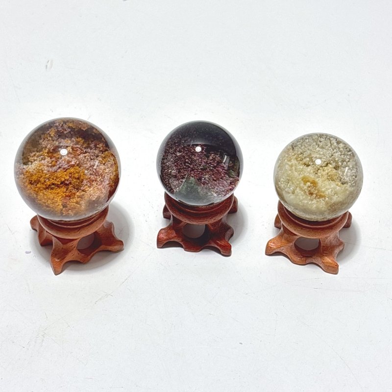 3 Pieces High Quality Garden Quartz Sphere With Stand - Wholesale Crystals