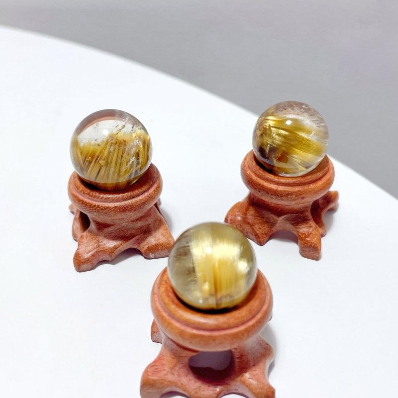 3 Pieces High Quality Gold Rutile Spheres - Wholesale Crystals