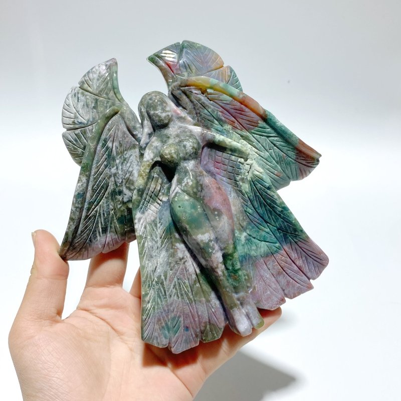 3 Pieces Large Ocean Jasper Seraphim Angel Carving - Wholesale Crystals