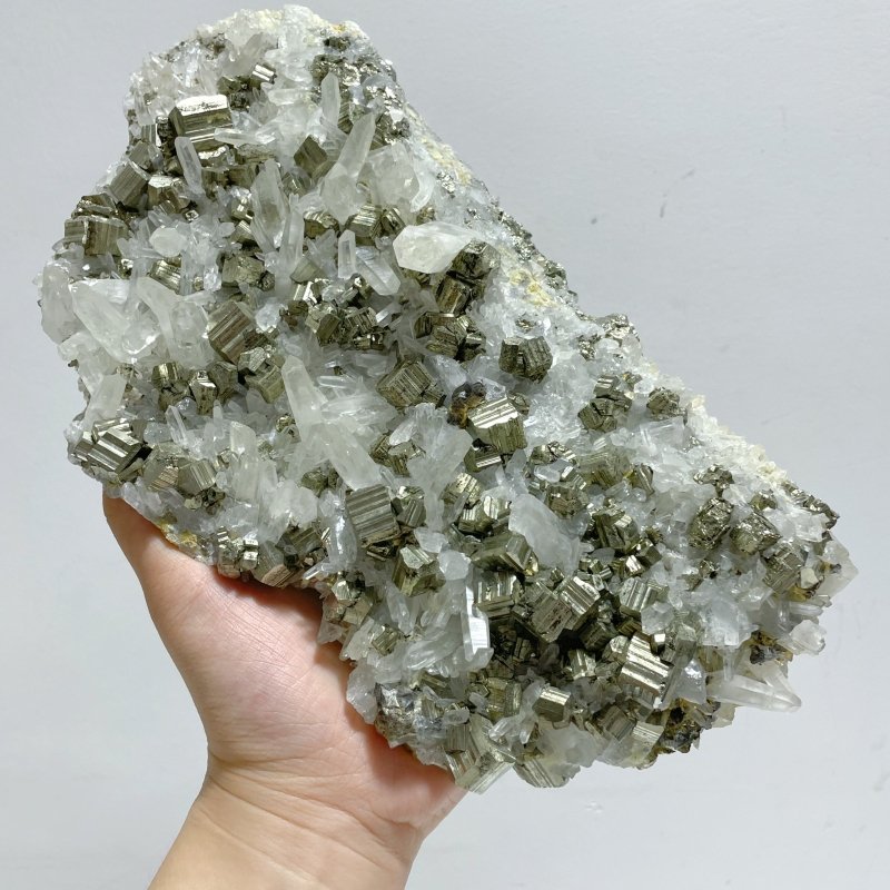 3 Pieces Large Pyrite Mixed Clear Quartz Cluster Specimen For Collection - Wholesale Crystals