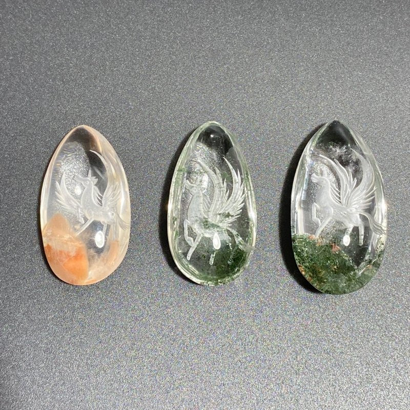 3 Pieces Unicorn Garden Quartz Inner Scene Carving -Wholesale Crystals