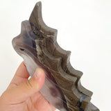 3 Pieces Volcano Agate Flying Dragon Carving With Stand (UV Reactive)(Crack) - Wholesale Crystals