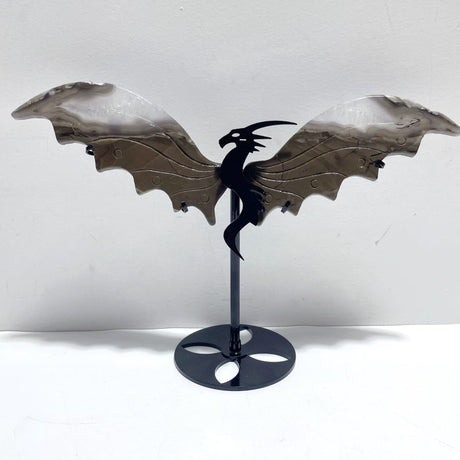 3 Pieces Volcano Agate Flying Dragon Carving With Stand (UV Reactive)(Crack) - Wholesale Crystals