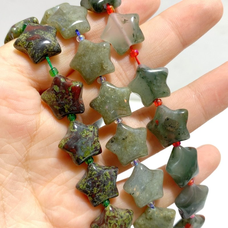 3 Types 1.5CM Drilled Star DIY Beads Strands Wholesale Dragon Blood Stone Labradorite - Wholesale Crystals