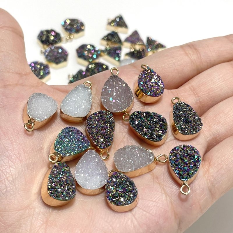 3 Types Mixed Colors Aura Geode Druzy Agate Pendant Wholesale - Wholesale Crystals