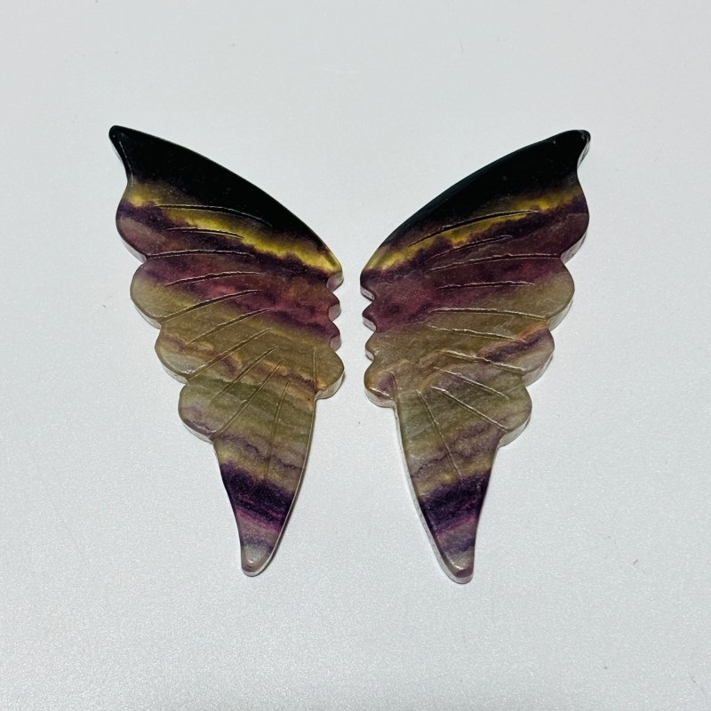 30 Pairs Rainbow Fluorite Butterfly Carving (A3BTF) -Wholesale Crystals