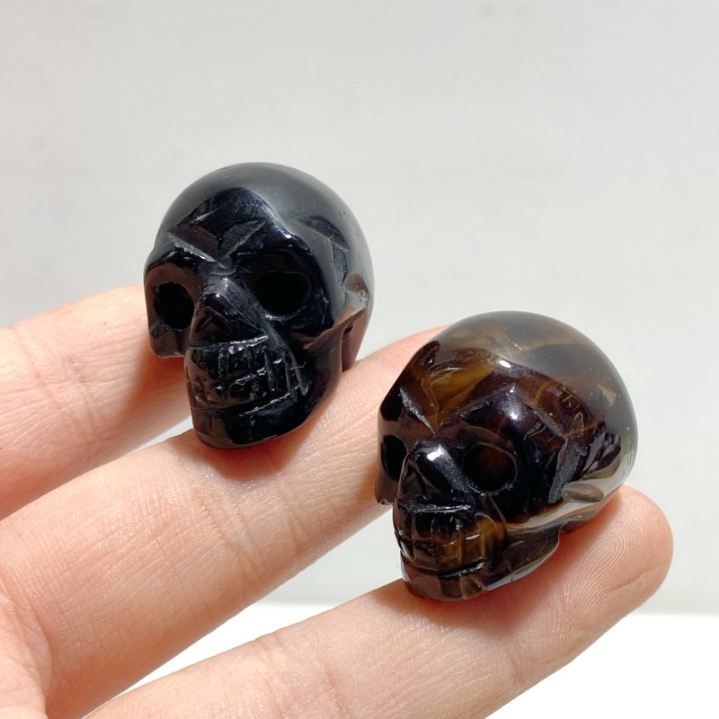 30 Pieces Black Agate Skull Carving - Wholesale Crystals