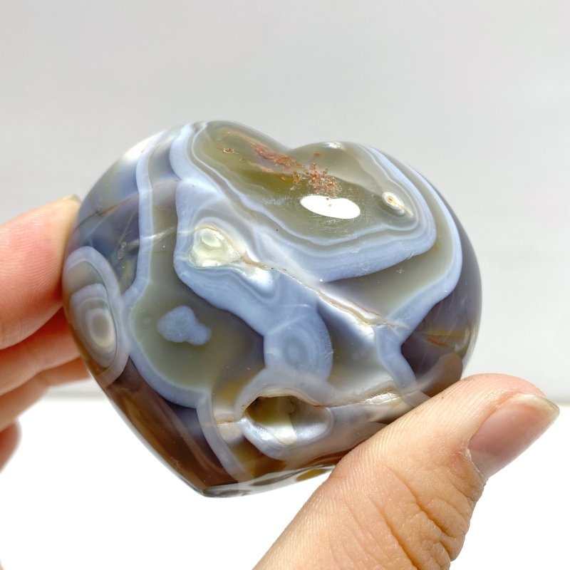 31 Pieces Black Orca Agate Heart 4 - Wholesale Crystals