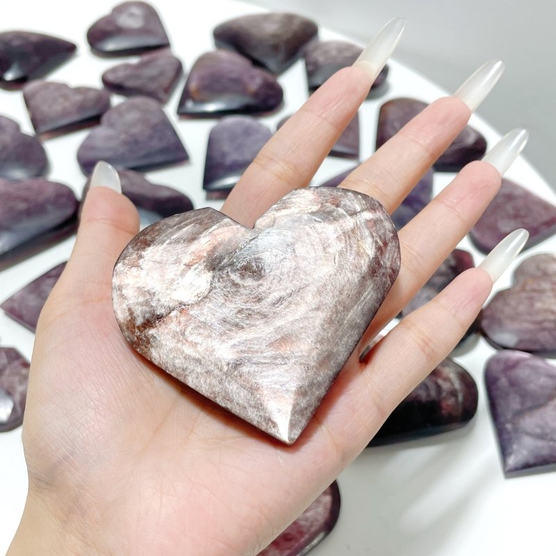 31 Pieces High Quality Flash Lepidolite Heart - Wholesale Crystals