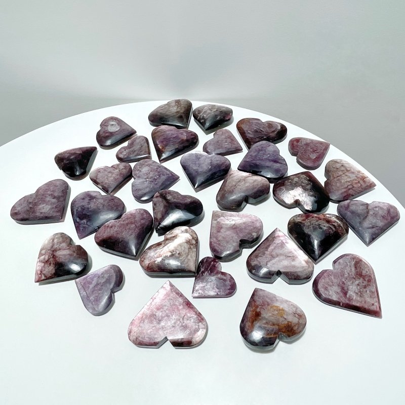 31 Pieces High Quality Flash Lepidolite Heart - Wholesale Crystals