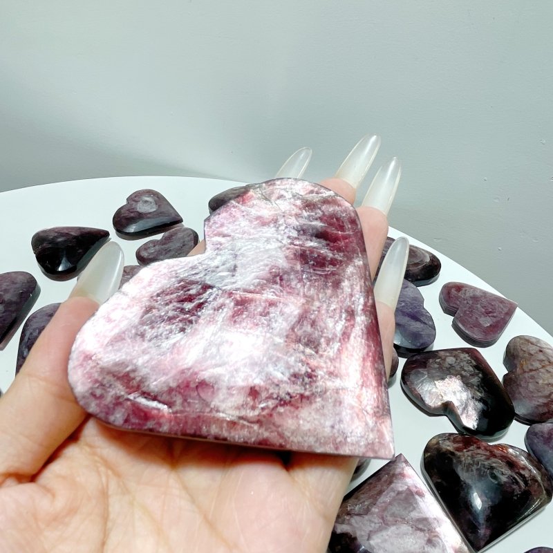 31 Pieces High Quality Flash Lepidolite Heart - Wholesale Crystals