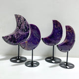 4 Pieces Large Charoite Moon Carving With Stand #1
