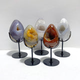 5 Pieces Geode Druzy Eggs Carving With Stand