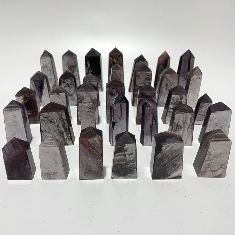 34 Pieces Purple Spark Lepidolite Four-Sided Tower -Wholesale Crystals