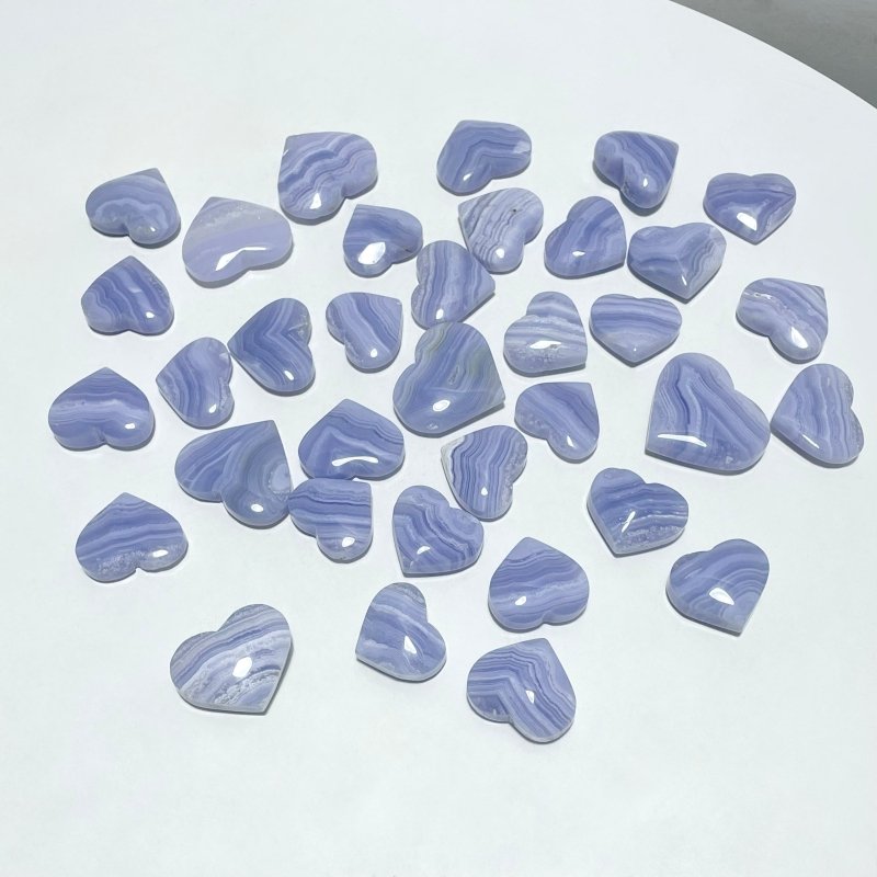 35 Pieces High Quality Blue Lace Agate Heart - Wholesale Crystals